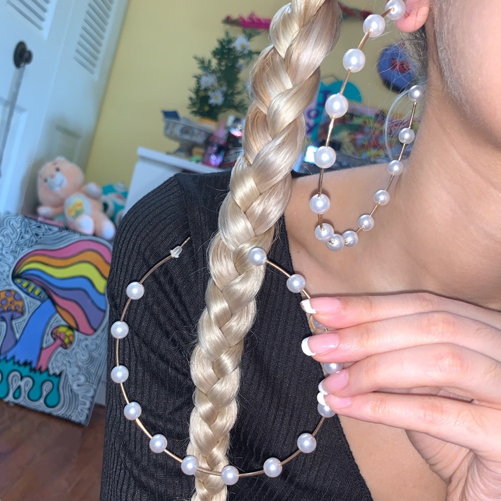Infinity Jumbo Faux Pearl Bead Hoop Set